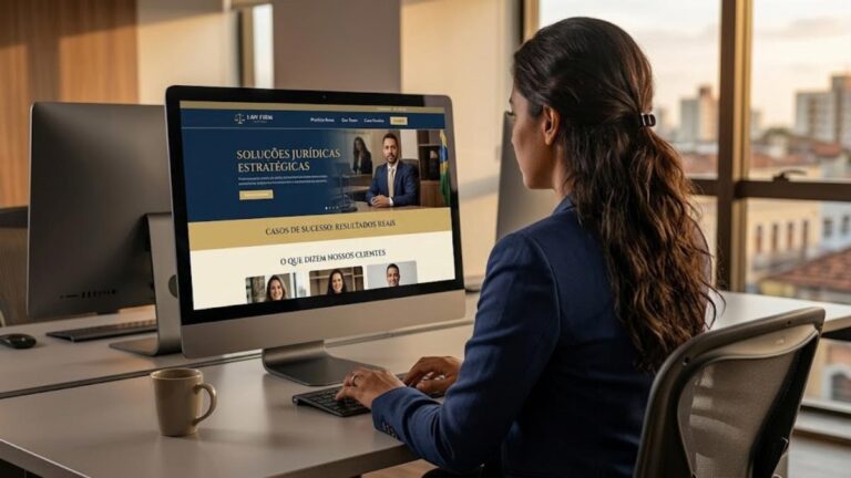 Advogada vendo o seu site e pensando como um site pode transformar um advogado comum em autoridade digital (casos reais)