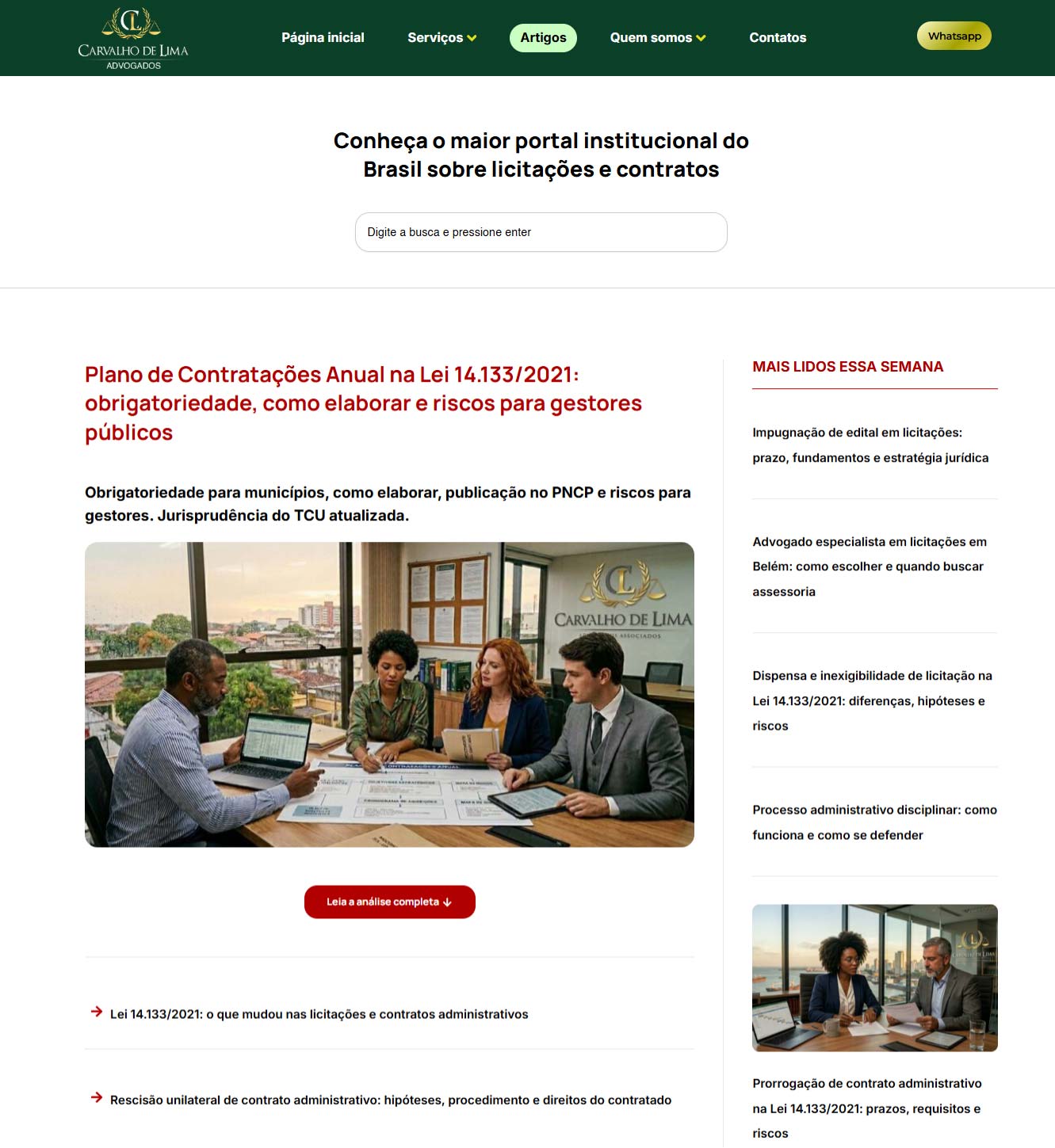 Portal de artigos da Carvalho de Lima Advogados