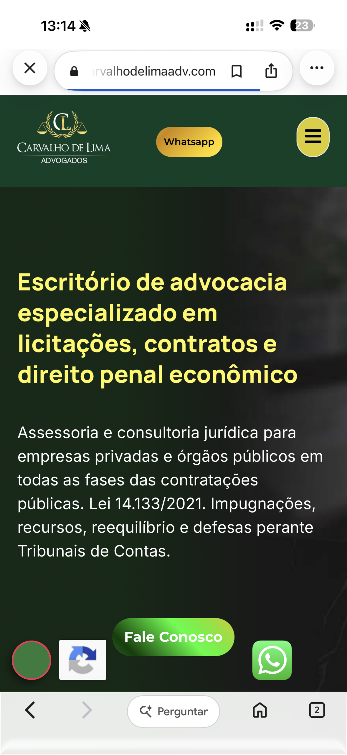 Site no celular