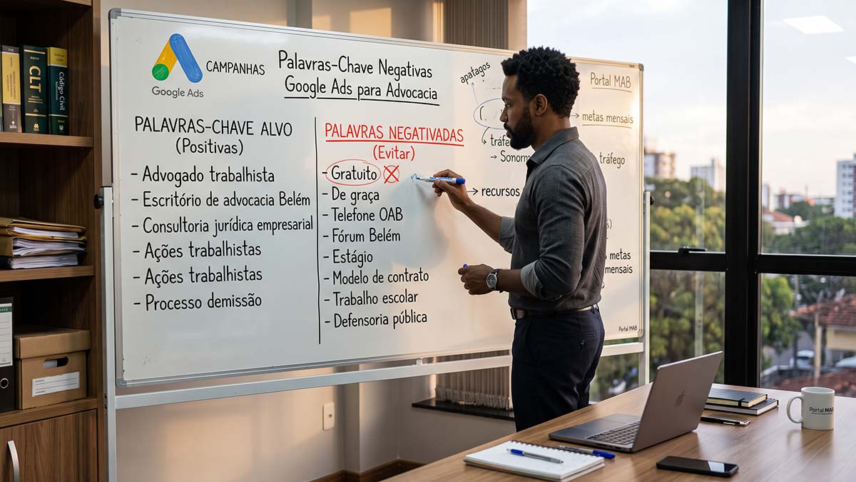 palavras chave negativas google ads advocacia